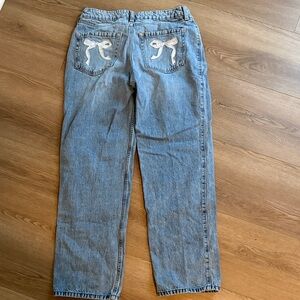 Hollister Light Blue Jeans with White Bow Detail